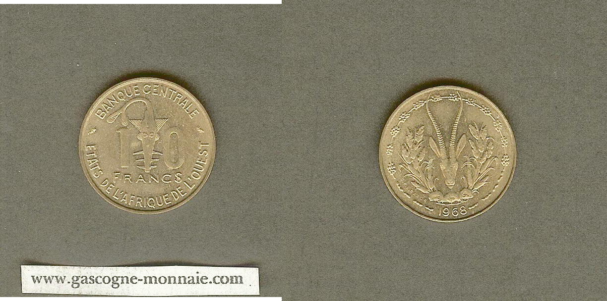 ETATS DE L'AFRIQUE DE L'OUEST  10 francs 1968 SPL+